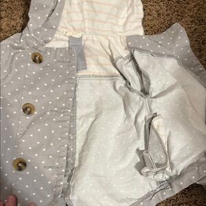 Tahari Gray and Cream Striped Jacket